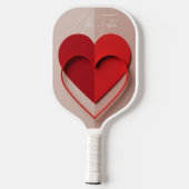 Modern 3D Red Heart Personalized Name Pickleball Schläger (Rückseite)