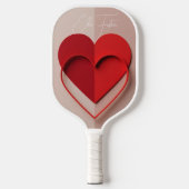 Modern 3D Red Heart Personalized Name Pickleball Schläger (Vorderseite)