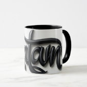 Modern 3D Salam Greeting | Bold Black & White Isla Tasse (VorderseiteRechts)