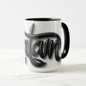 Modern 3D Salam Greeting | Bold Black & White Tasse (VorderseiteRechts)