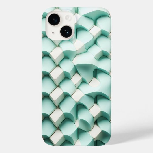 Modern 3D Teal and White Geometric Phone Case  (Rückseite)