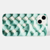 Modern 3D Teal and White Geometric Phone Case  (Rückseite (Horizontal))