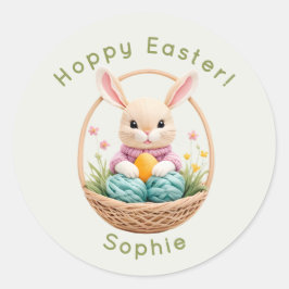 Modern 3D Yarn Art Easter Bunny Personalized Stick Runder Aufkleber