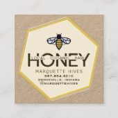 Modern 3D Yellow Hexagon Stylized Bee Honey Kraft Quadratische Visitenkarte (Vorderseite)