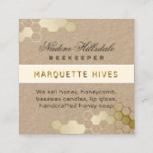 Modern 3D Yellow Hexagon Stylized Bee Honey Kraft Quadratische Visitenkarte (Rückseite)
