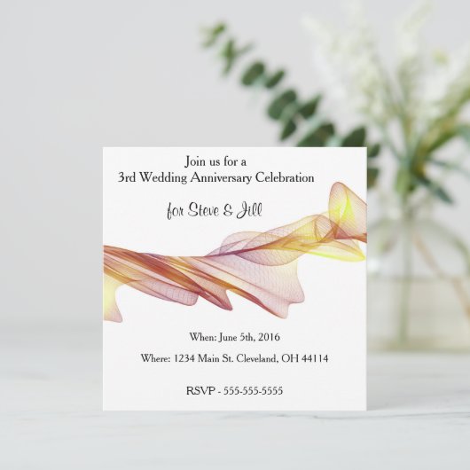 Modern 3rd Wedding Anniversary Einladung (Stehend Vorderseite)