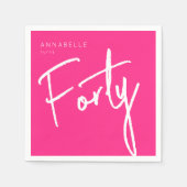 Modern 40. 40. Geburtstag pink Serviette (Vorderseite)