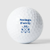 Modern 40 50 60 Birthday Golf Monogram Dark Blue Golfball (Vorderseite)