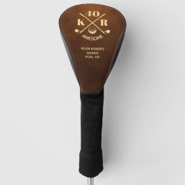 Modern 40. 50. 60. Geburtstag Golf Monogram Brown Headcover