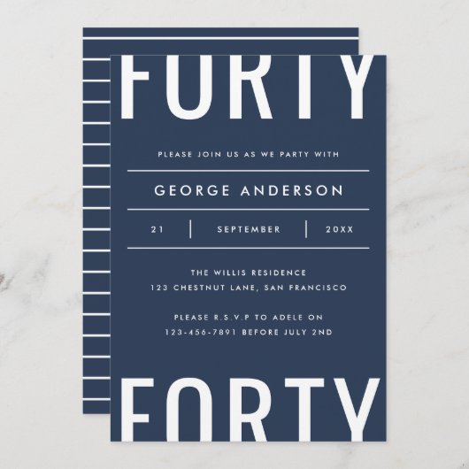 Modern 40. Geburtstag einfach stylish grafisch (Vorne/Hinten)