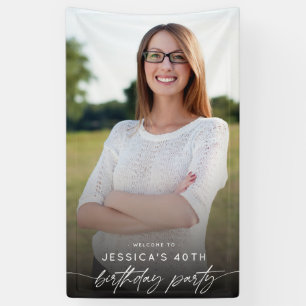Modern 40. Geburtstag Party Foto Script Typografie Banner