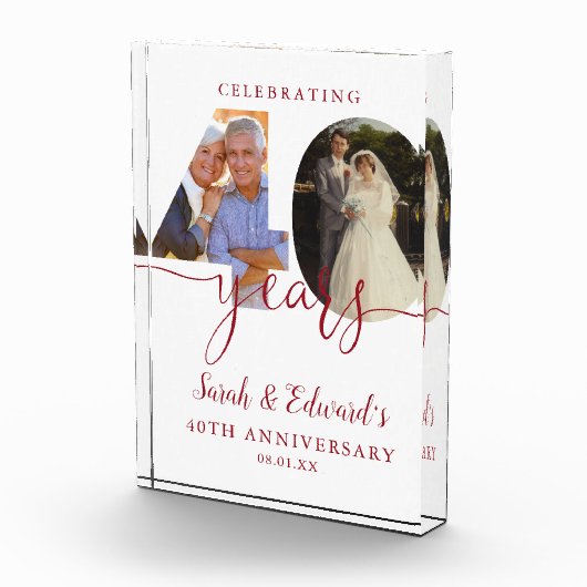 Modern 40. Hochzeitstag Ruby 2 Fotoblock (Rechts)