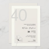 Modern 40th Birthday Invitation - Minimal Style Einladung (Vorne/Hinten)