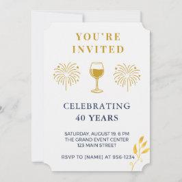 Modern 40th Birthday Milestone Invitation Card Einladung