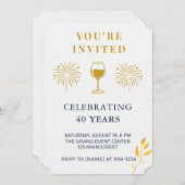 Modern 40th Birthday Milestone Invitation Card Einladung (Vorne/Hinten)