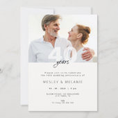 Modern 40th Wedding Anniversary with Photo Einladung (Vorderseite)