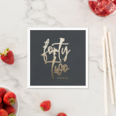 Modern 42. Geburtstag Black Gold elegante Drehbuch Serviette (Beispiel)