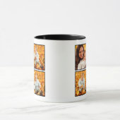 Modern 4 Foto Collage Black Monogramm Tasse (Zentrum)