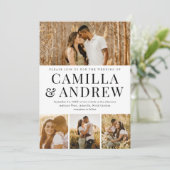 Modern 4 Foto Collage Elegante Hochzeit Einladung (Stehend Vorderseite)