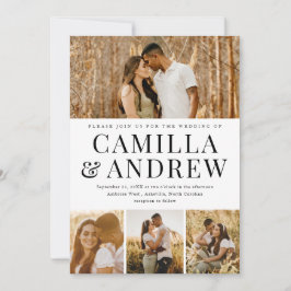 Modern 4 Foto Collage Elegante Hochzeit Einladung