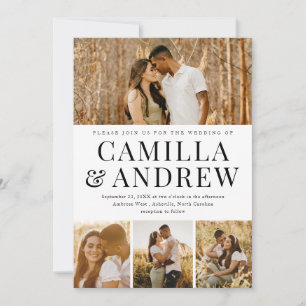 Modern 4 Foto Collage Elegante Hochzeit Einladung