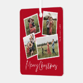 Modern 4 Foto Collage Frohe Weihnachten Ornament Aus Metall (Vorderseite links)