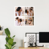 Modern 4 Foto Collage Gold Wedding Welcome Square Poster (Heimbüro)