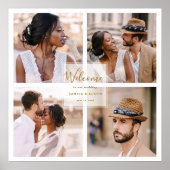 Modern 4 Foto Collage Gold Wedding Welcome Square Poster (Vorne)