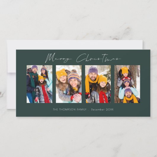 Modern 4 Foto Collage Grüne Weihnachten (Vorderseite)