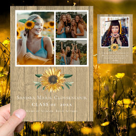 Modern 4 Foto Collage Sonnenblumen Abschluss Ankündigung