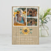 Modern 4 Foto Collage Sonnenblumen Abschluss Ankündigung (Stehend Vorderseite)