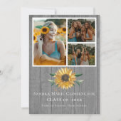 Modern 4 Foto Collage Sonnenblumen Abschluss Ankündigung (Vorderseite)