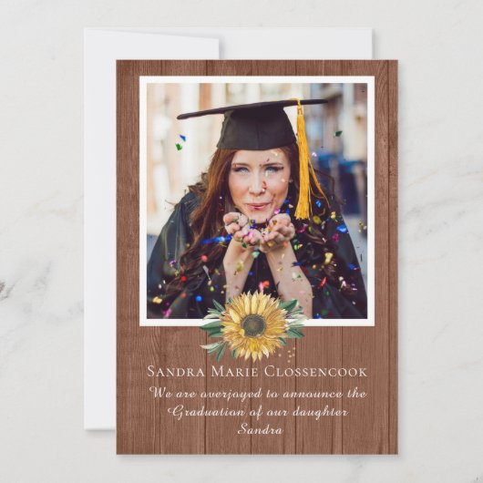 Modern 4 Foto Collage Sonnenblumen Abschluss Annou Ankündigung (Rückseite)