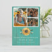 Modern 4 Foto Collage Sonnenblumen Abschluss Annou Ankündigung (Stehend Vorderseite)
