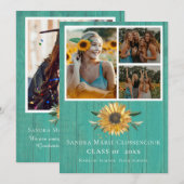 Modern 4 Foto Collage Sonnenblumen Abschluss Annou Ankündigung (Vorne/Hinten)