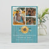 Modern 4 Foto Collage Sonnenblumen Abschluss Annou Ankündigung (Stehend Vorderseite)