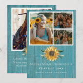 Modern 4 Foto Collage Sonnenblumen Abschluss Annou Ankündigung (Vorne/Hinten)