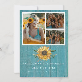 Modern 4 Foto Collage Sonnenblumen Abschluss Annou Ankündigung