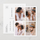 Modern 4 Foto Collage Wedding Gold Save the Date Ankündigungspostkarte (Vorne/Hinten)