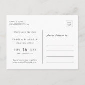 Modern 4 Foto Collage Wedding Gold Save the Date Ankündigungspostkarte (Rückseite)