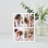 Modern 4 Foto Collage Wedding Gold Save the Date Ankündigungspostkarte (Stehend Vorderseite)