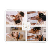 Modern 4 Foto Collage Wedding Gold Vielen Dank Magnet (Horizontal)