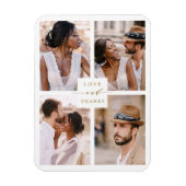 Modern 4 Foto Collage Wedding Gold Vielen Dank Magnet (Vertikal)