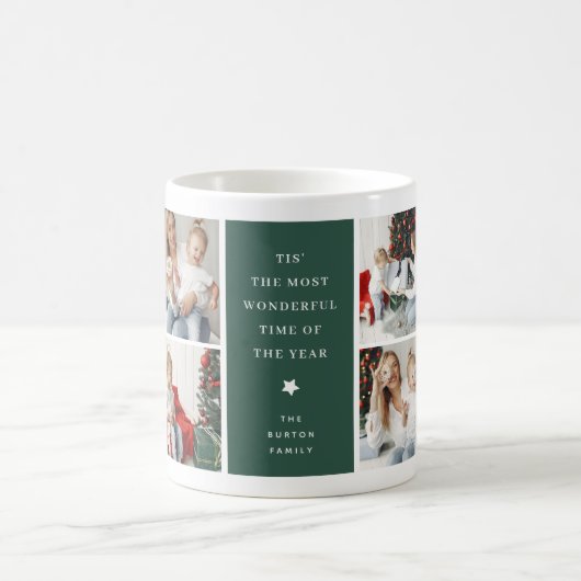 Modern 4 Foto Collage Weihnachtsgeschenk Kaffeetasse (Mittel)