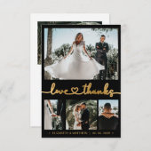 Modern 4 Foto Gold Heart Script Wedding Vielen Dan Dankeskarte (Vorne/Hinten)