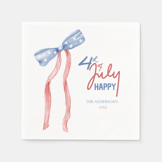 Modern 4. Juli Bow Party Patriotic Serviette (Vorderseite)