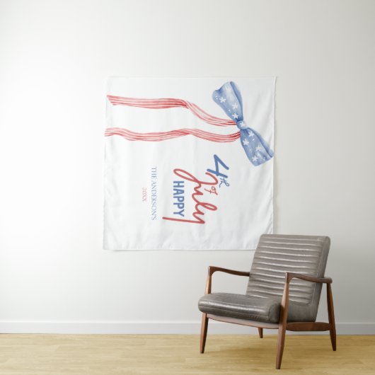 Modern 4. Juli Bow Party Patriotic Wandteppich (Beispiel (Horizontal))