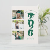 Modern 4 Photo Class of 2026 Graduation Party Einladung (Stehend Vorderseite)