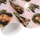 Modern 4 Photo Collage Circle Heart Blush Pink Geschenkpapier