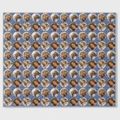 Modern 4 Photo Collage Circle Heart Pattern Navy Geschenkpapier (Flach)